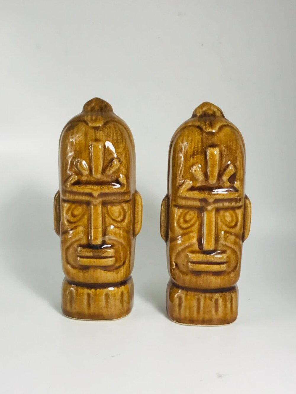 Vintage Tiki Salt & Pepper Shakers Ceramic Japan